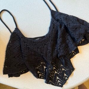 V shape patterned black bra top